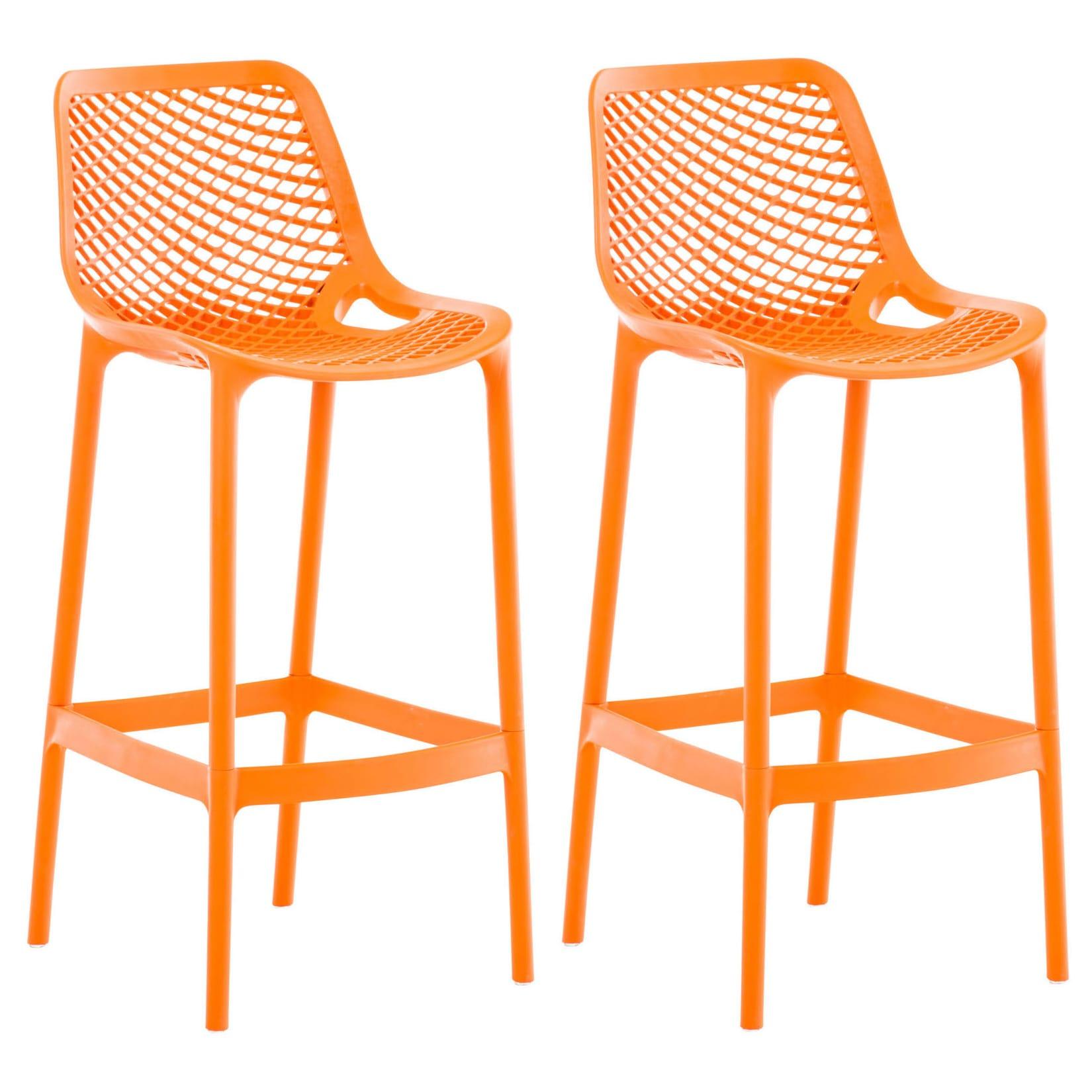 CLP Barhocker 2er Set Garten wetterfest Air, Gartenstühle mit Lehne, Tresenstühle wetterfest UV-beständig aus Kunststoff, bis 160 kg