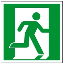 Schild I Rettungszeichen Rettungsweg/Notausgang rechts, Kunststoff, 200x200mm, ASR A1.3, DIN EN ISO 7010 E002