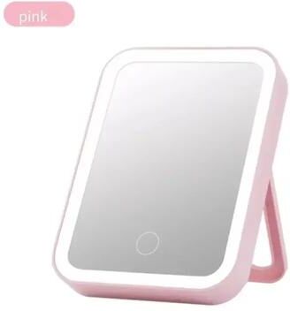 Uplift Picks Glow Ready Rechargeable LED Makeup Mirror Touch Dimming Portable Vanity Travel Mirror pink