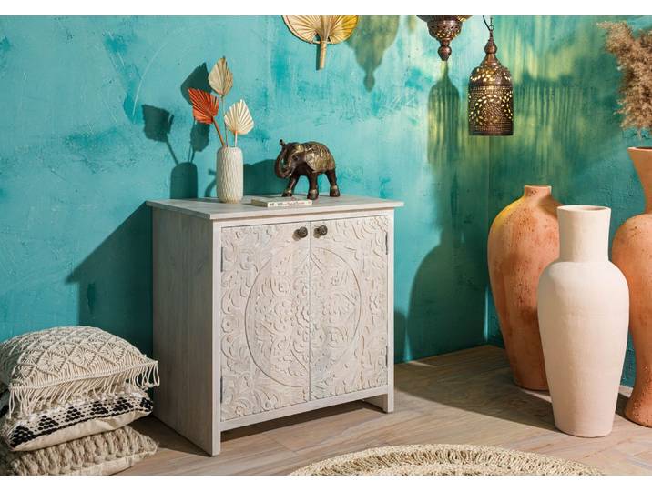 Kommode Mango 80x48x78 weiß geölt KASHMIR #108