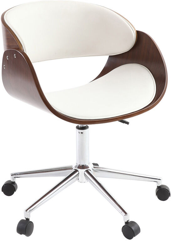 Miliboo Design-Stuhl auf Rollen Weiß und Nussbaum BENT