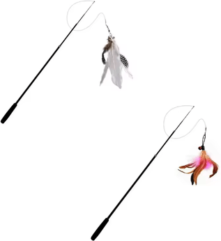 Inspire Picks 1.8M Extendable Cat Teaser Wand Retractable Feather Toy With Bells mixed Colour 30pcs