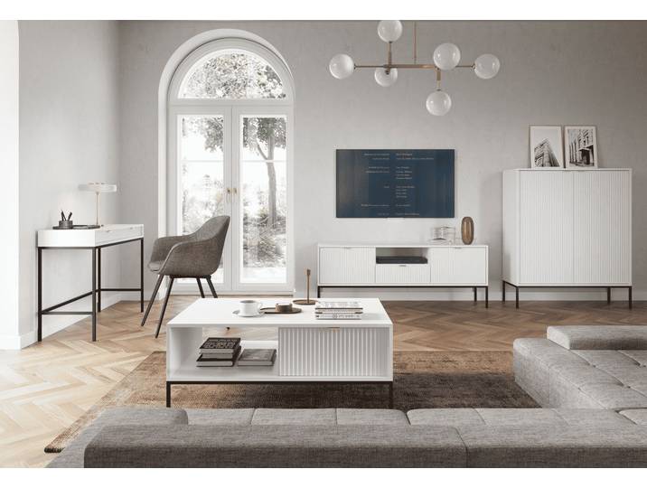 Wohnzimmer-Set Wohnzimmer Set 4-teilig – NOVA – Weiß