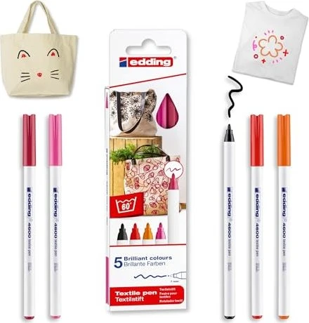 edding 4600 warm Textilmarker farbsortiert 1,0 mm, 5 St.