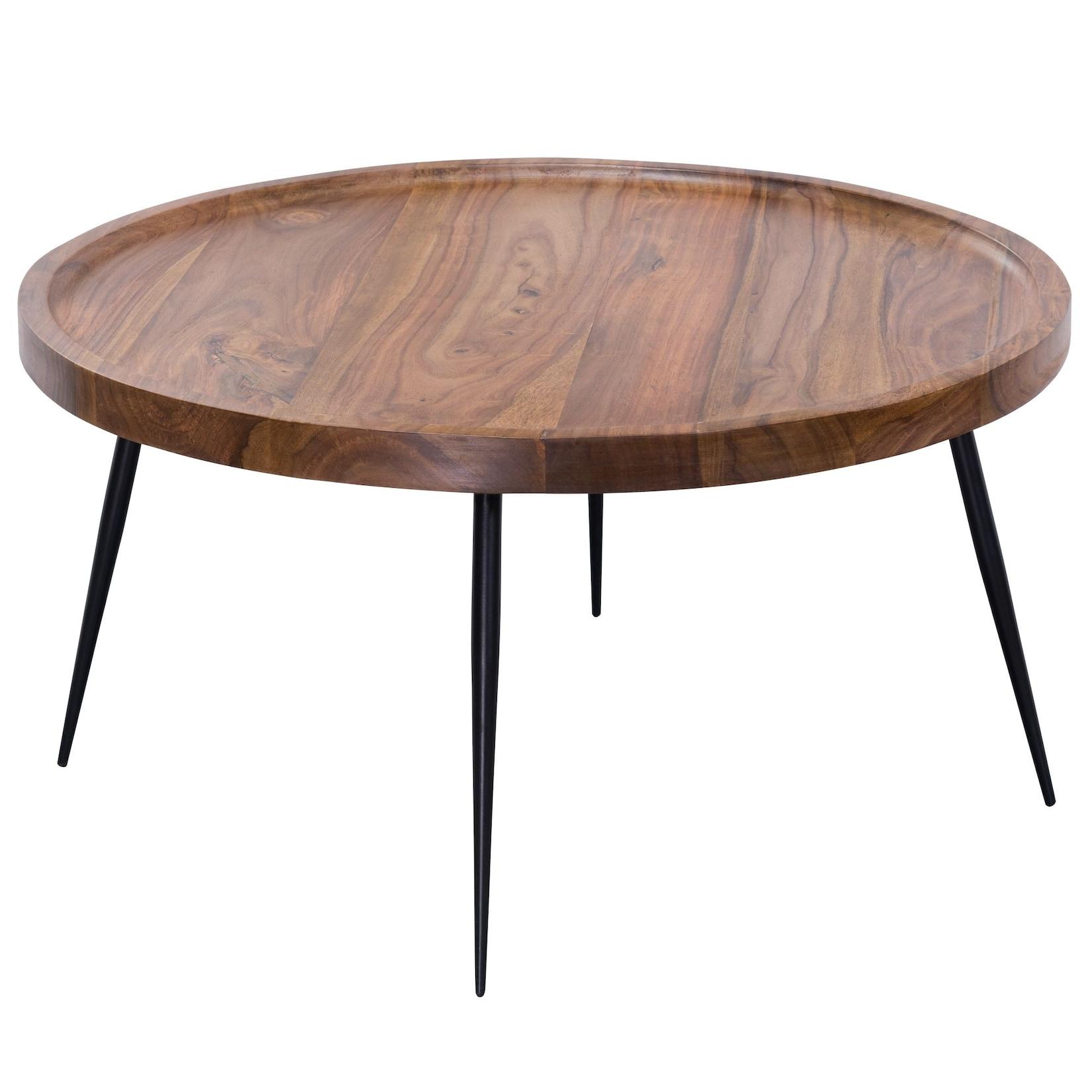 KADIMA DESIGN Industrial-Stil Couchtisch, Runde Holzplatte, Metallbeine, handgefertigt, pflegeleicht.