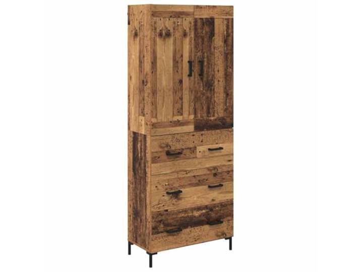 Highboard 2 Stk. Altholz 69,5 x 34 x 180 cm Holzwerkstoff Minimalistisches Design, klare Linien, Metallgestell, Regalböden, Türen, Wandbefestigung, feuchtes Tuch reinigen