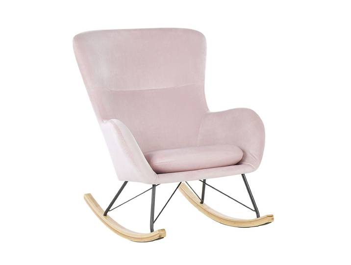 Fauteuil à bascule velours rose