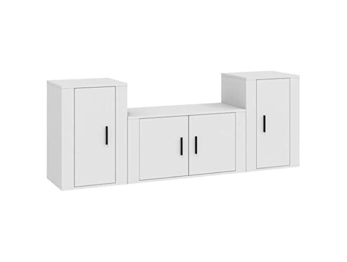 KGFHERENB 3-tlg. TV-Schrank-Set Weiß, Hängendes Lowboard Holzwerkstoff Platzsparende Wandmontage für Wohnzimmer und Schlafzimmer, mit flexibler Anordnung und geräumigen Fächern.