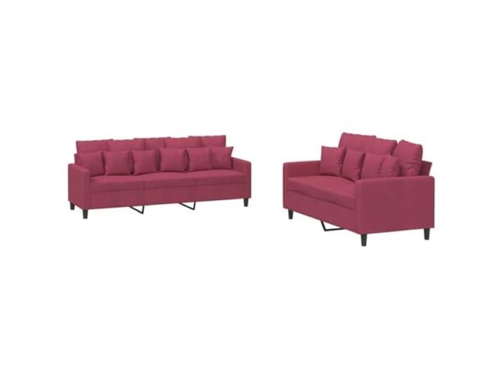 RJPLMFV 2-teiliges Sofa-Set, Velours, Bordeauxrot Struktur aus Metall, gepolsterter Sitz, bequem, 110 kg pro Sitz