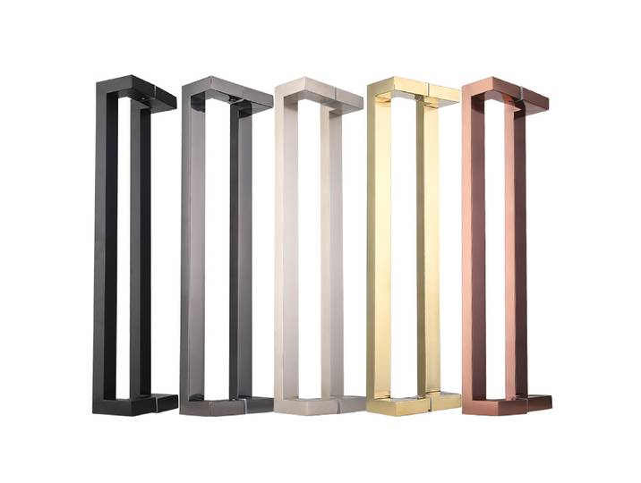 JACHOR – poignée de porte en verre en acier inoxydable, Tube carré, portes mobiles à Double courbure, poignées de traction, porte de douche, ensemble de quincaillerie de salle de bains