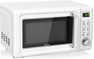 Costway 700W Retro Countertop Microwave Oven with 5 Micro Power and Auto Cooking Function-White