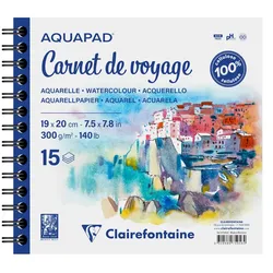 Clairefontaine 2x Aquapad Reisealbum, spiralgebundenes Skizzenbuch 19x20 cm, 15 Blatt 300g - 975956C