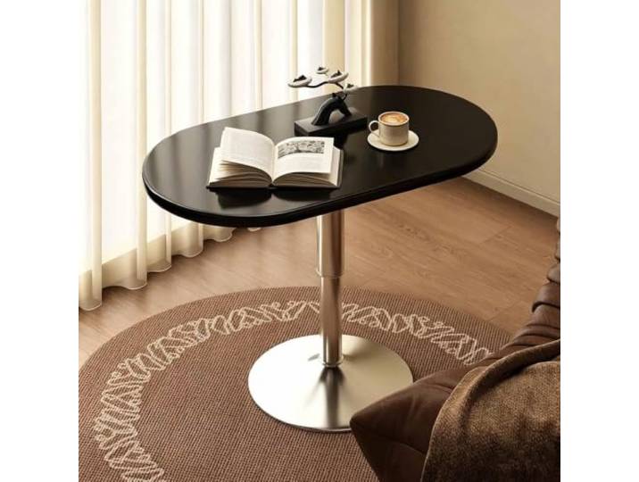 Beistelltisch mit Höhenverstellbarer Drehbarer Platte aus Holz oder Stein Flexibler Beistelltisch mit Metallgestell für Sofa, Leseecke, Schlafzimmer und kleine Räume