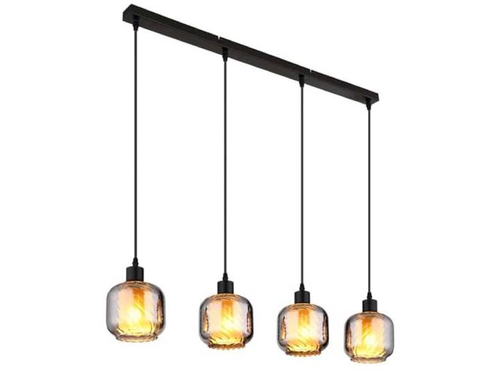 Esszimmerleuchte Hängelampe Pendelleuchte Rauchglas schwarz matt 4-Flammig E27