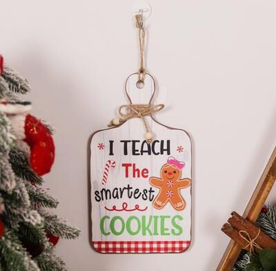 Inspired Deals Gingerbread Man Wooden Christmas Sign Welcome Door Hanging Decor For Home & Holiday Parties white