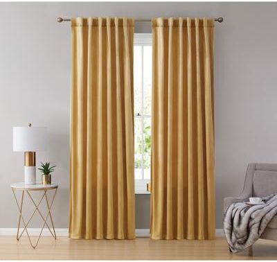 HLC.me Lopez Velvet Back Tab Rod Pocket Window Treatment Curtain Panels Bedroom & Living Room - Set of 2