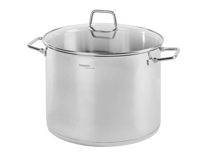 Homeware Profession. Suppentopf, Klar, Edelstahlfarben, Metall, Glas, 11 l, 20 cm, Lfgb, Messskala, rostfrei, Kochgeschirr, Töpfe, Kochtöpfe