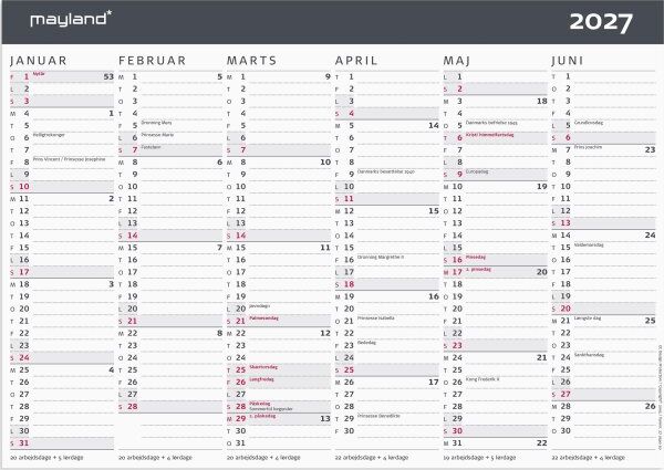Mayland 2027 Kontorkalender, Moderne, A4
