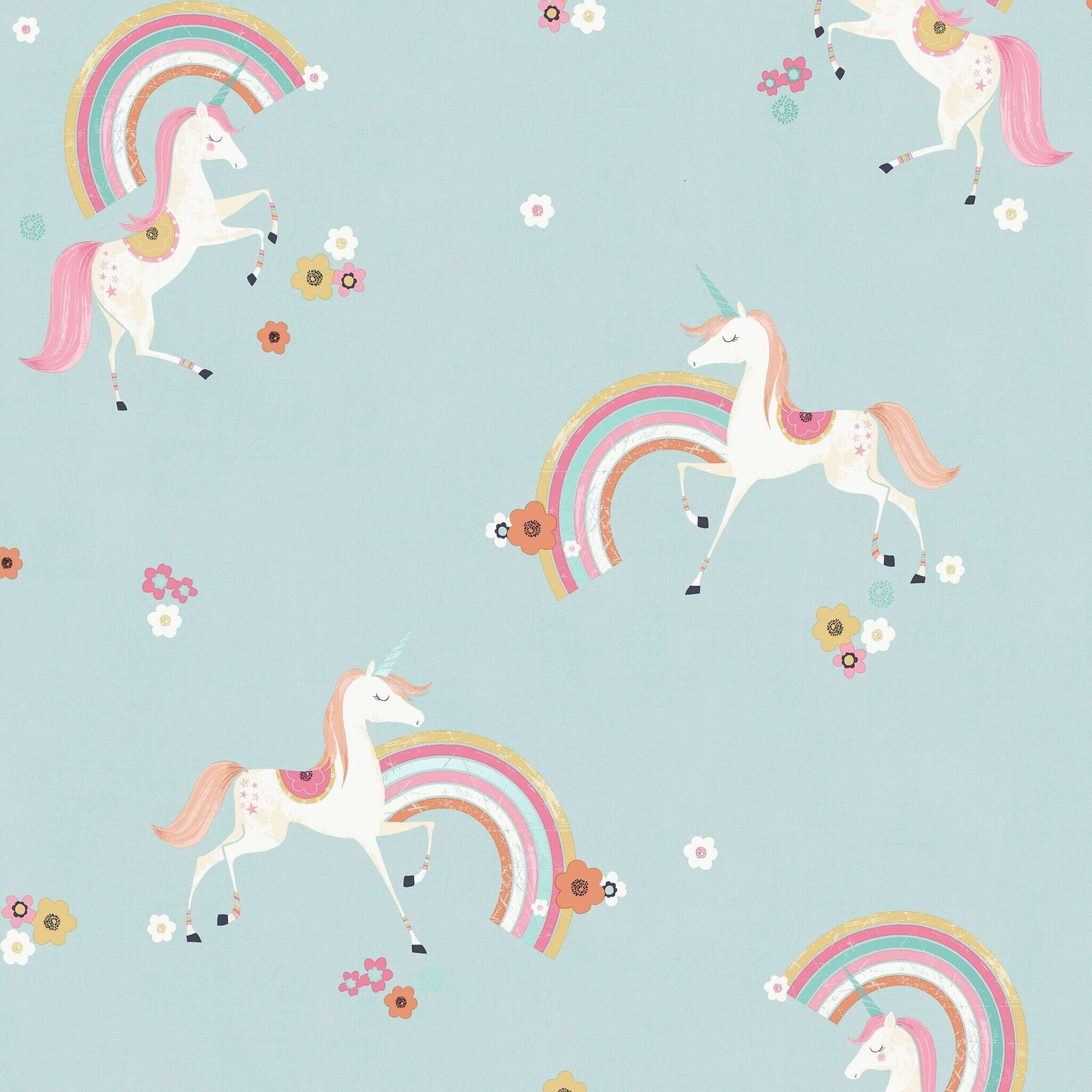 Dutch First Class World of Imagination - DL27564 - Rainbow Unicorn Blue   5011419275649   Behang