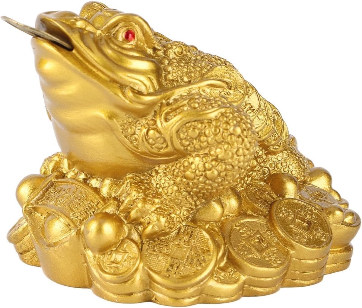 Goudkleurige Geld Kikker Decoratie - Rijkdom en Gelukssymbool voor Feng Shui - 65 x 6 cm