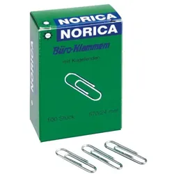 Norica Büroklammern 24mm glatt, silberfarben, 100 Stück silber