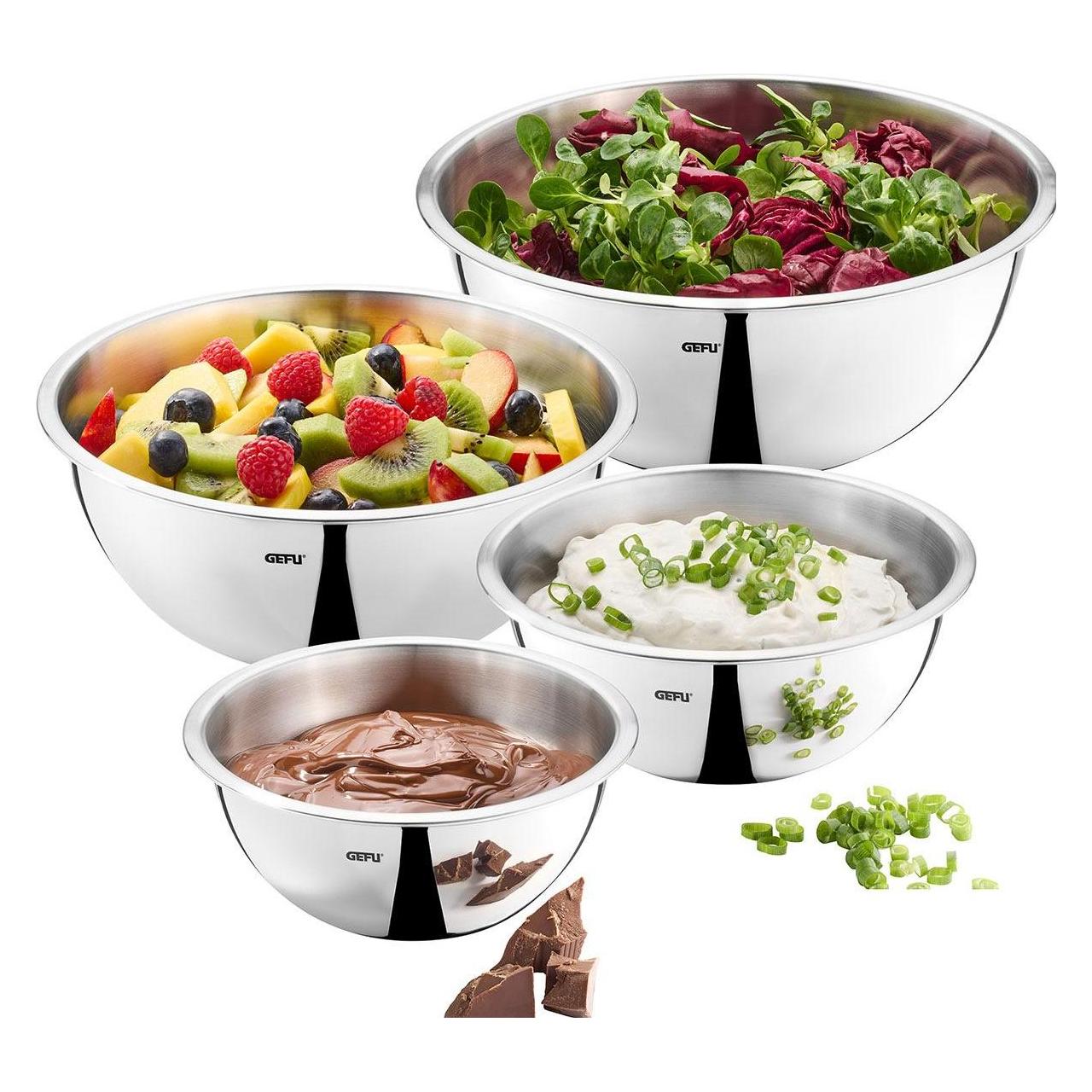 GEFU Rührschüssel-Set Cavaro 4-teilig, Silber, Material (16 cm, 1 l, 4x) (GF28138)