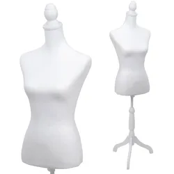 Schneiderpuppe MCW-Q24, Schaufensterpuppe Torso weiblich, Schaumstoff, abnehmbarer Bezug, MVG-zertifiziert ~ weiß
