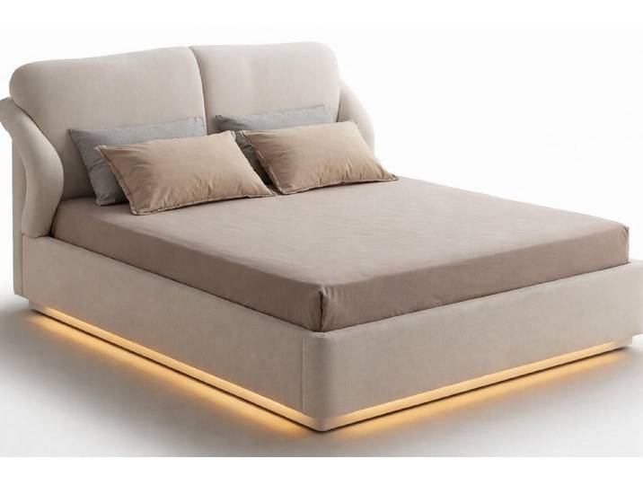 Xlmoebel Polsterbett Beiges Designer-Bett für ein stilvolles Schlafzimmerambiente, Made in Europa