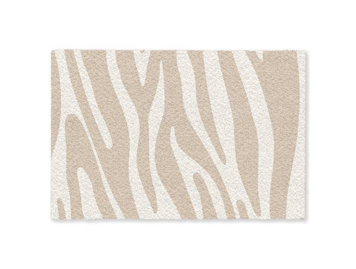MuchoWow Fussmatte Zebramuster - Beige - Weiß - Tiermuster Schmutzfänger 60x40 cm, Kunststoff, Rechteckig, 60x0.4 cm, rutschfeste Unterfläche, Teppiche und Böden, Schmutzfangmatten, Fußmatten