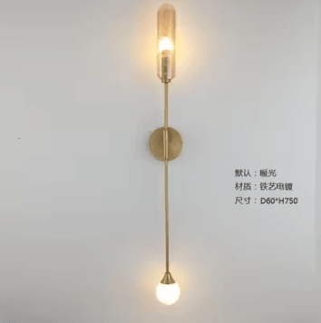 Inspire Curations Modern Luxury Gold Inclined Tube Wall Sconce model E Amber tricolor Light