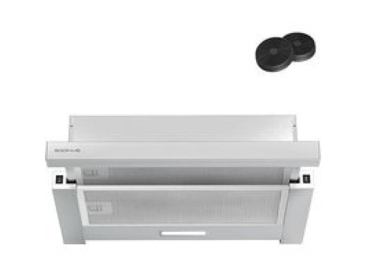 Hotte tiroir télescopique 60 cm en acier inoxydable économe A débit dair 370 m³/h adaptable en recyclage