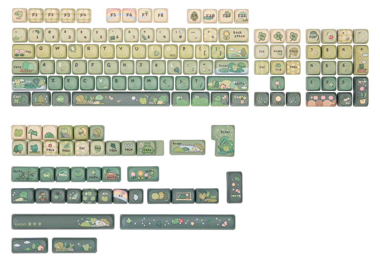 Selius X Rainy Froggy Day Keycaps-set, 143 toetsen, MOA-profiel, PBT aangepaste toetsdoppen