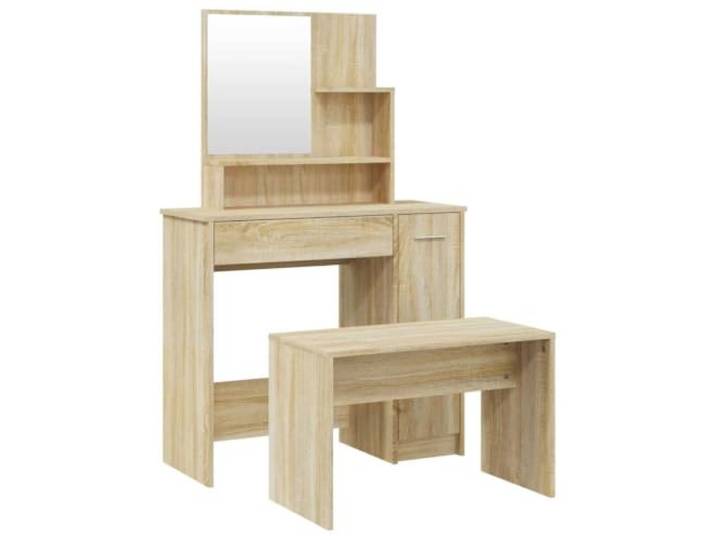 Makastle Schminktisch-Set Sonoma-Eiche 86,5x35x136 cm
