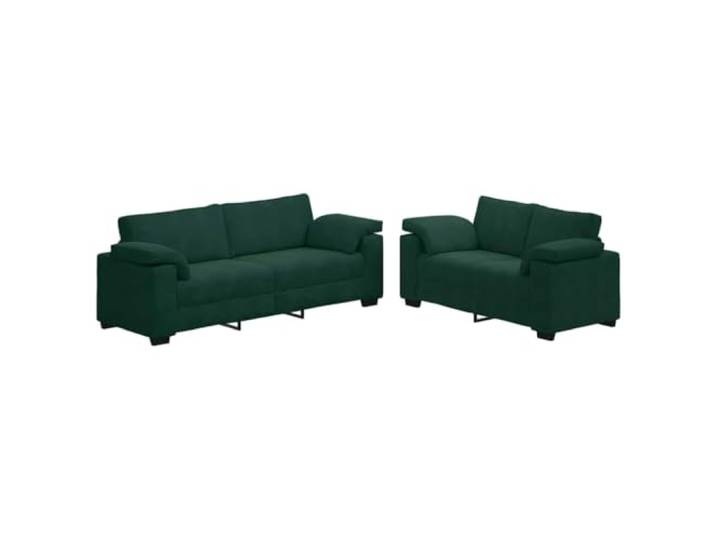 IBUQDDV 2-teiliges Sofa-Set mit Kissen, dunkelgrüner Samt Samtstoff, Holz- und Metallrahmen, breite Armlehnen, gepolsterte Sitzfläche, für Wohnzimmer, Büros, Gästezimmer
