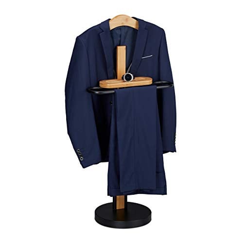 Relaxdays Dressboy voor volwassenen van bamboe en metaal, zwart/grijs, H 109 x B 48 x D 30 cm