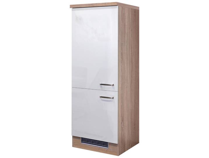 FlexWell Geräteumbauschrank, Sonoma Eiche, Weiß Hochglanz, 1 Fächer, einzeln stellbar, einmalig seitenverkehrt montierbar, 60 cm, Made in Germany, Küchen, Küchenmöbel, Küchenschränke, Geräteumbauschränke