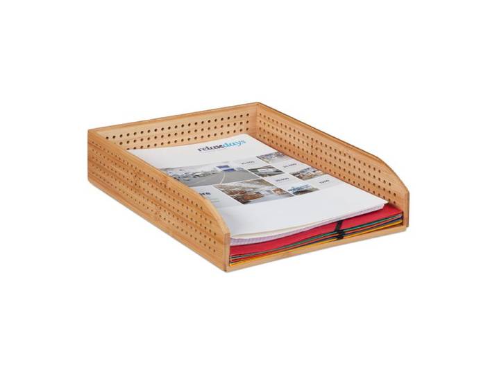 Relaxdays 10 x Dokumentenablage Bambus perforiert