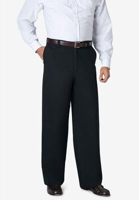 Men's Big & Tall Wide Leg Wrinkle Free Expandable Dress Pant by KingSize in Dark Khaki (Size 54 40)