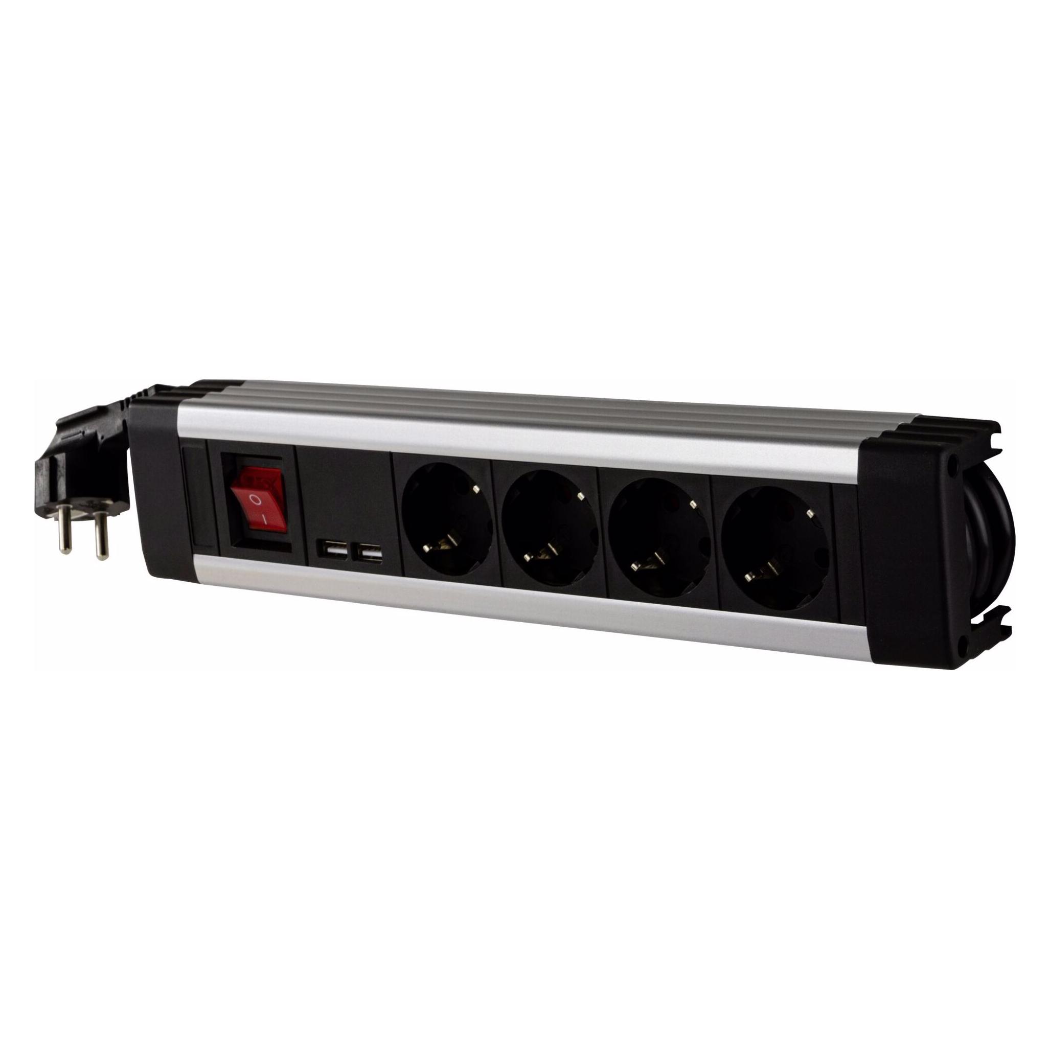 REV Steckdosenleiste 4-fach + KS USB SupraLine Schalter (4x, CEE 7/3, USB-A, 2.30 m) (0014438713)