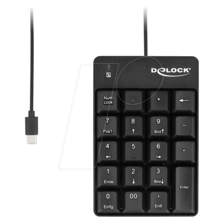 Delock USB Type-C Nummernblock 19 Tasten schwarz (Nummernblock, Kabelgebunden) (12108)