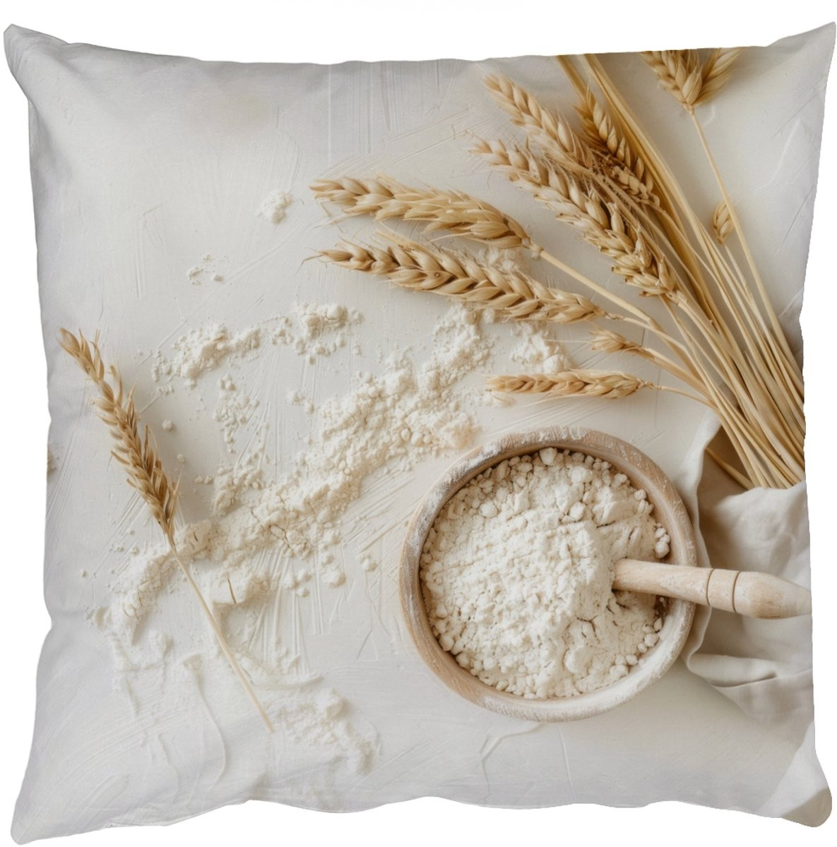 PillowMonkey Sierkussen Bloem Hout Tarwe 60x60 cm
