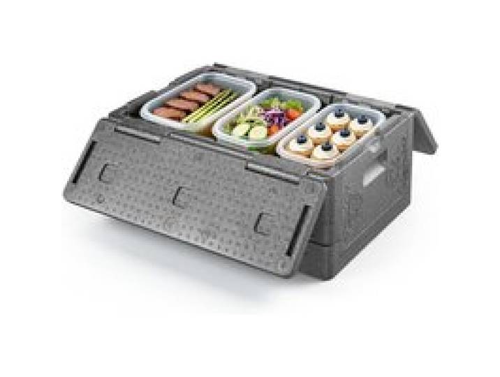 VEVOR Thermobox Faltbar 38 L, Isolierbox zum Warmhalten und Kühlen, Warmhaltebox aus EPP 600 x 405 x 265 mm, Transportbox für Speisen und Getränke mit Deckel, Thermobehälter Wiederverwendbar, Grau