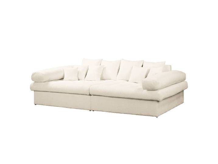 Big-Sofa Weiß Bouclé Stoff Cady 278 x 77 x 136cm Industrial