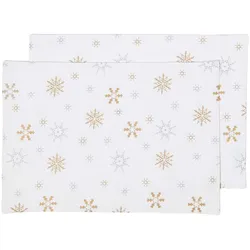TISCHSET Weihnachten, 2er-Set 30/45 cm, weiß mit Schneeflocken