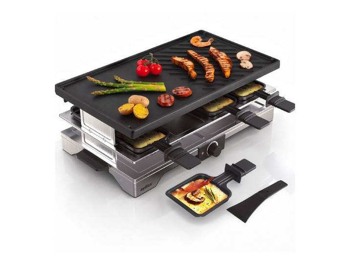 zyliss Raclette Verso, 8 Raclettepfännchen, 1900,00 W, Wendbare Grillplatte