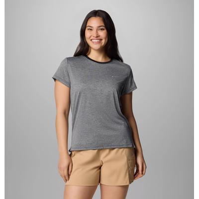 Funktionsshirt COLUMBIA, Damen, Gr. L (42/44), grau (schwarz heather), Obermaterial: 100% Polyester, Shirts Funktionsshirt, Kurzarm-Design, sportliche Passform, aus Polyester