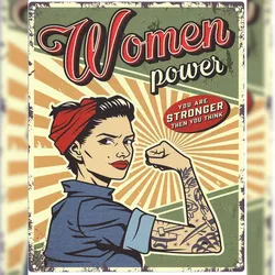 Moritz Deko Blechschild Woman Power Stronger the you think Retro Geschenk-Idee aus Metall Vintage-Design zur Dekoration