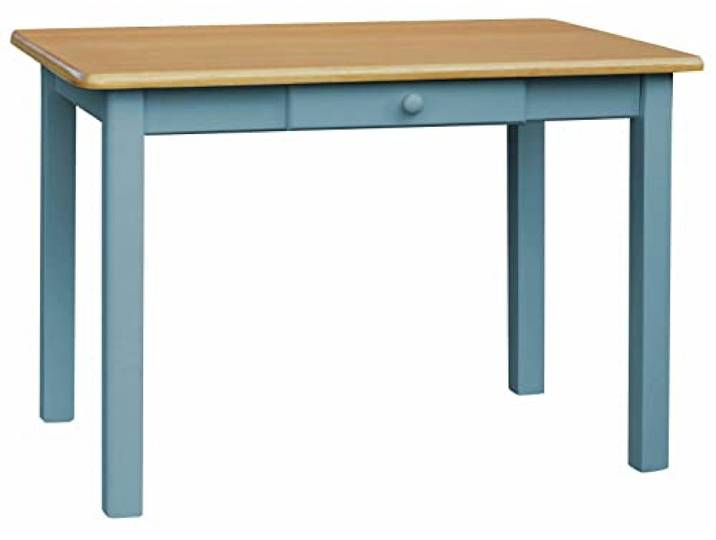 k koma Esstisch Kiefernholz, 80x120 cm, Blau/Erlefarben, 1 Stück, Schublade Mit Schublade. Mit Schublade für griffbereiten Stauraum am Tisch. Montage erforderlich. Tischhöhe: 75 cm.