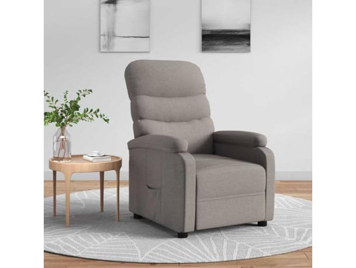 WHOPBXGAD Stoff Atmungsaktiv Manuell 3 Positionen Relaxsessel Taupe Relaxsessel Taupe Stoff mit manueller 3-Positionen Liegefunktion, gepolstertem Sitz und stabiler Holz-Metall-Rahmen,