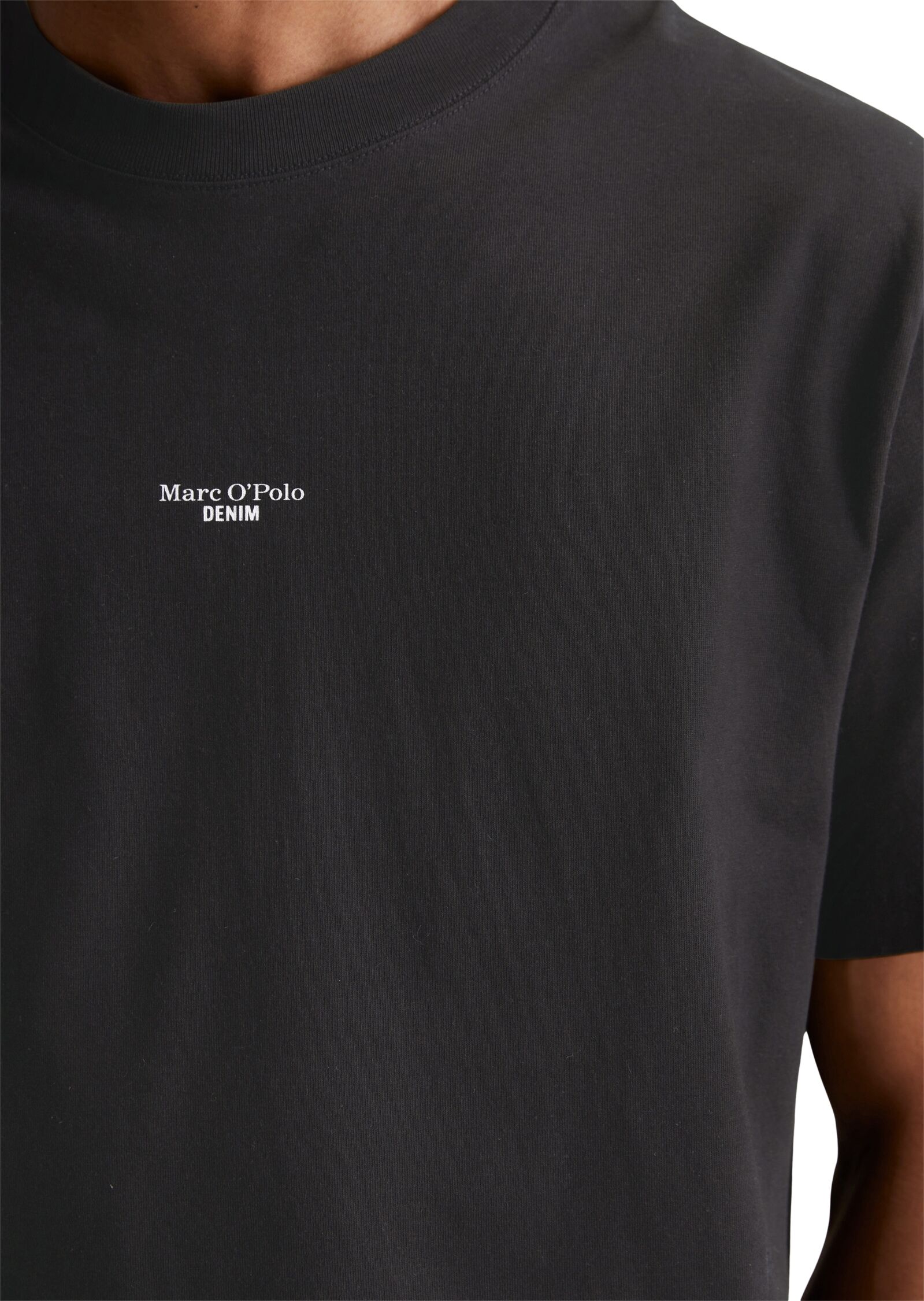 Marc O' Polo T-Shirt MARC O'POLO DENIM, Herren, Gr. XL, schwarz, Jersey, Obermaterial: 100% Baumwolle, Shirts T-Shirt, mit Labeling vorne mittig